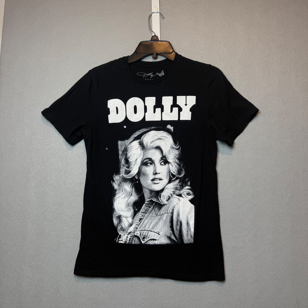 Dolly Parton Black White Portrait Graphic T-Shirt Adult Small 34/36 Black Cotton